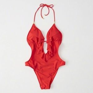 NWOT Abercrombie & Fitch Red Ruffle Swimsuit